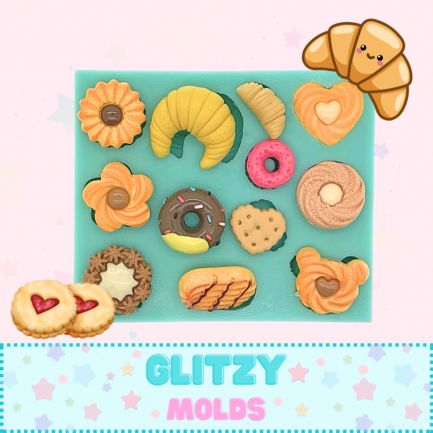 Mini galletas y panecillos, molde de silicon, Glitzy GM-MiniCookies