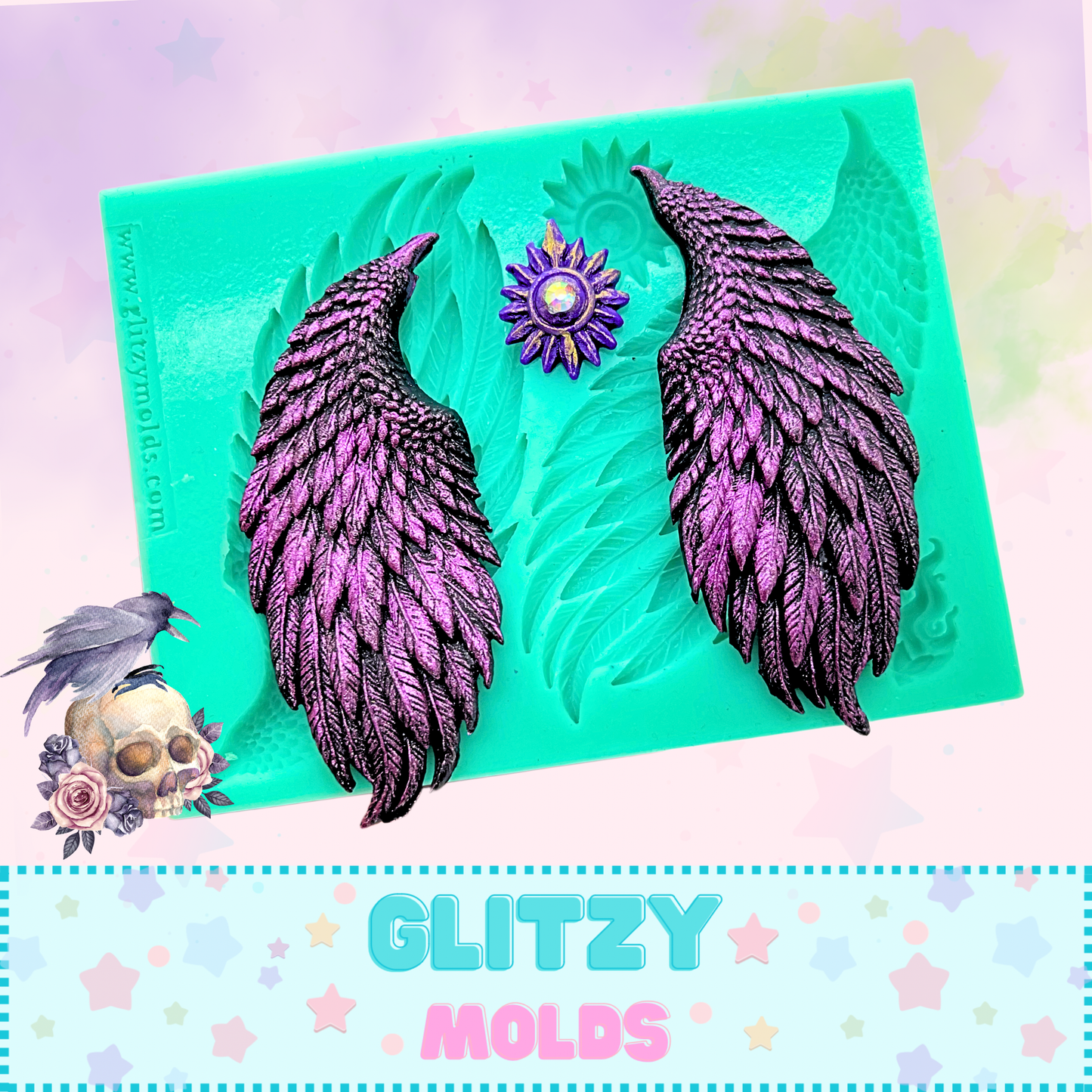 Villain Wings, Silicone Mold, Mold for Cold Porcelain GM-W6