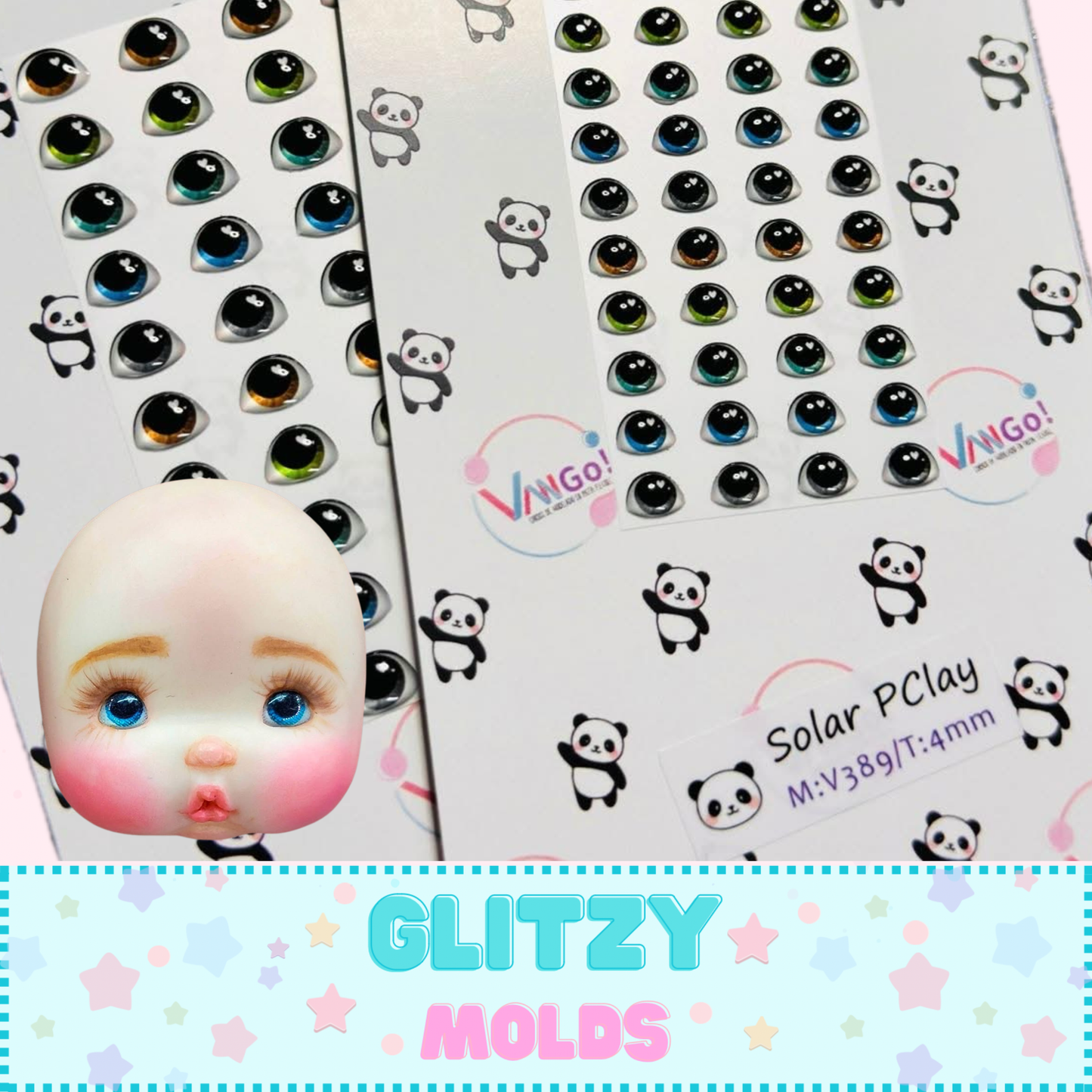 3D Eye Decals Stickers, 4mm y 5mm, Vango, Solar-389