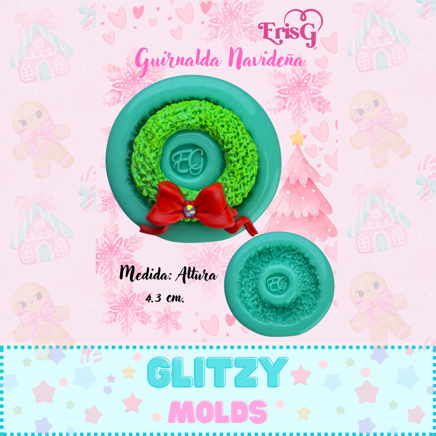 Christmas Wreath Mold, Silicone Mold, Eris Gonzalez