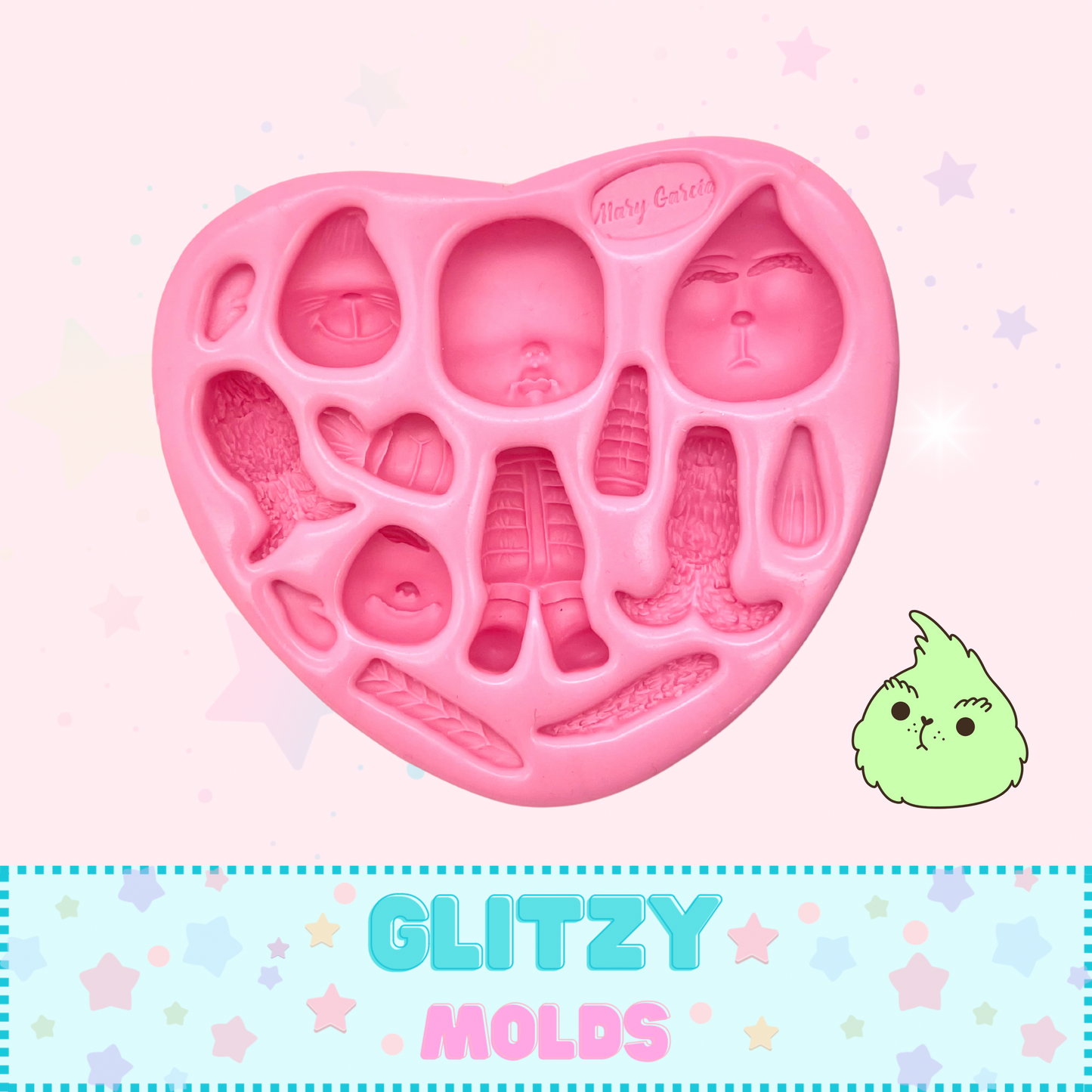 Cute Grinch Silicone Mold by Mari Garcia MG-106