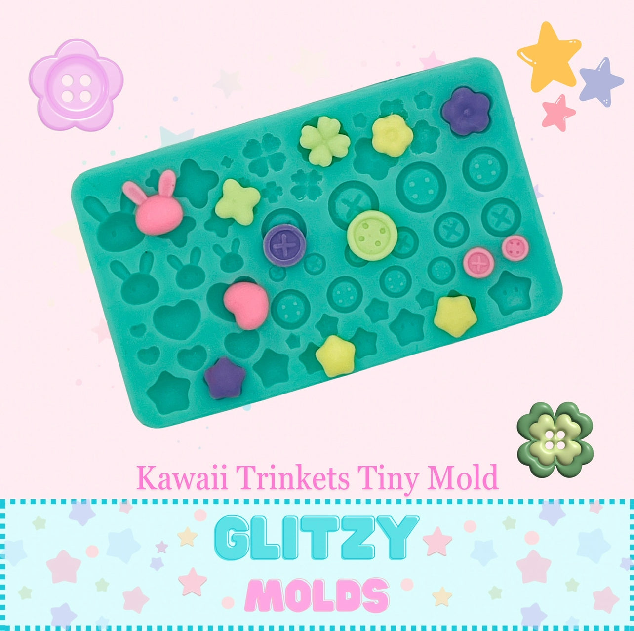 Mini Buttons and Trinkets, Silicone Mold, Molds for Clays GM-Botones