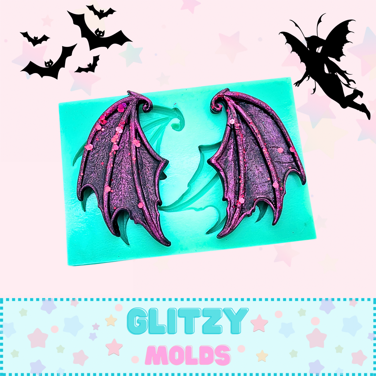 Mystic Dragon Wings, Silicone Mold, Mold for Cold Porcelain GM-Mystic