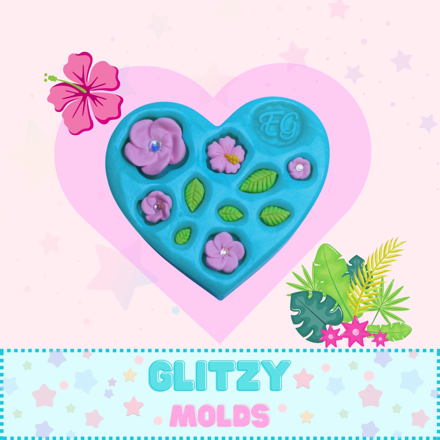 Hawaiian Flowers Silicone Mold, Clays Mold, Eris Gonzalez