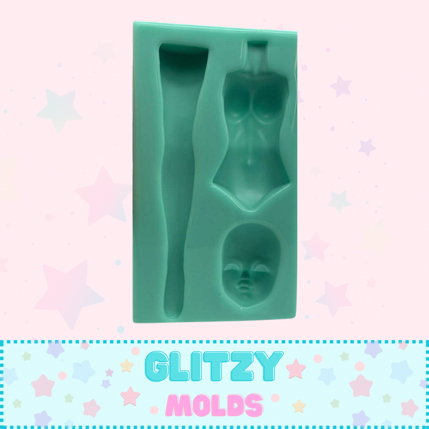 Lena Doll Mold, Full Body Doll Silicone Mold, Silicone Mold by Glitzy Molds GM-Lena