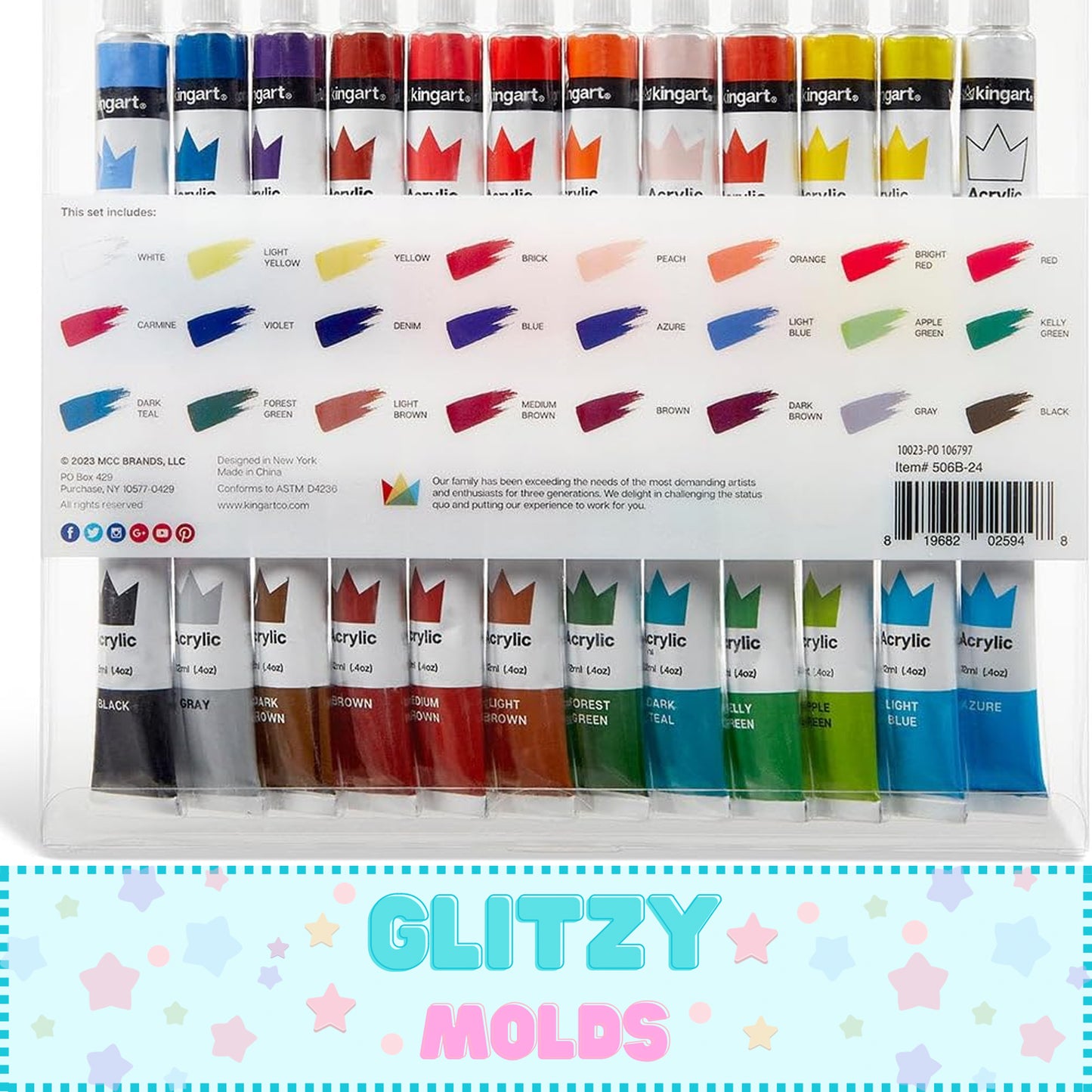 Juego de pinturas acrílicas, 12 ml, 24 colores únicos