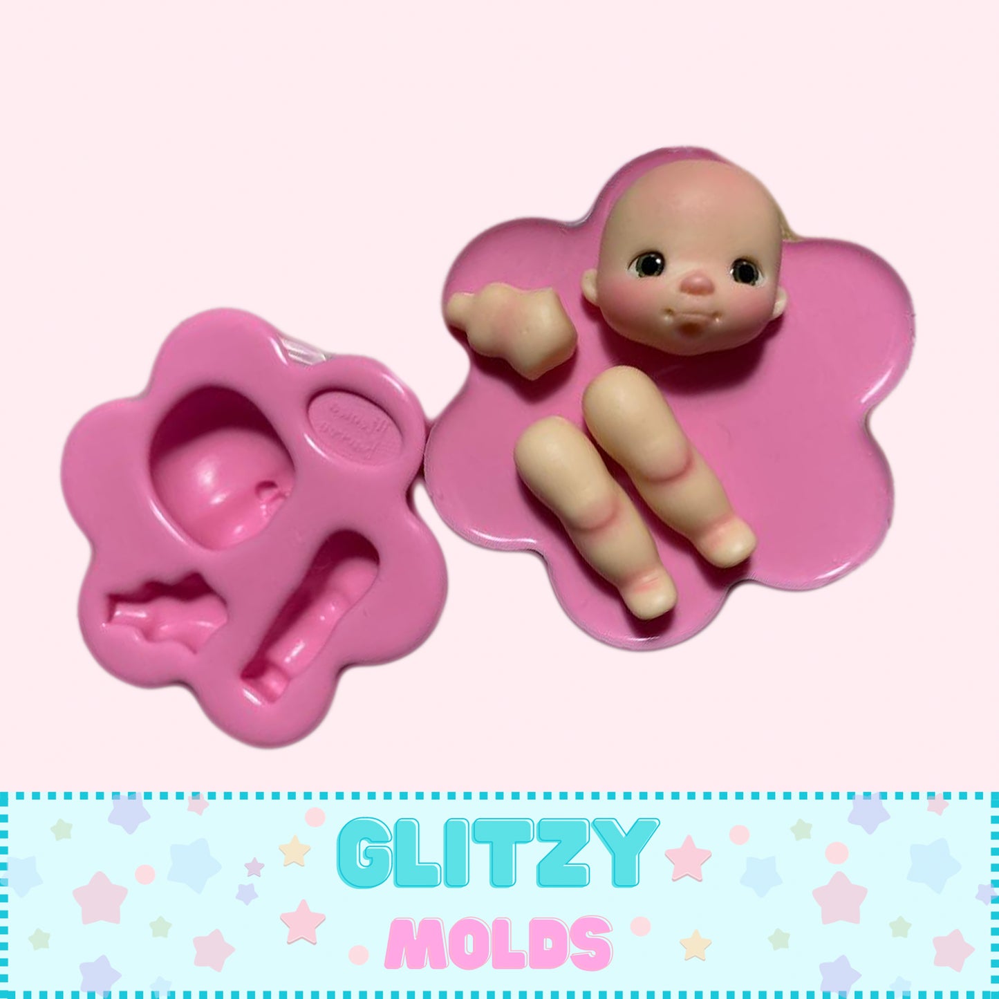 Basic Baby Silicone Mold, Molde Baby Simple, Doll Applique Mold MB-132