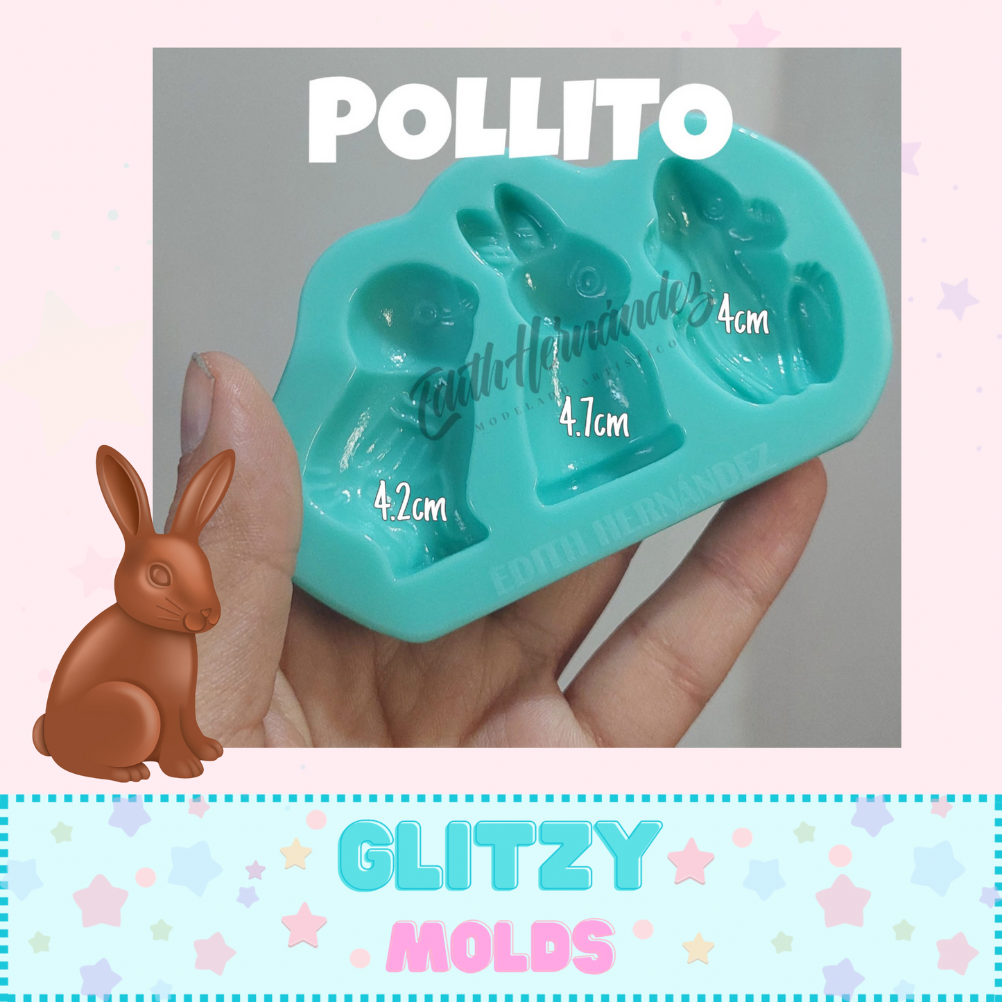 Molde Pollito, Conejitos y pollitos de chocolate, molde de silicon de Edith Hernandez EH-Pollito