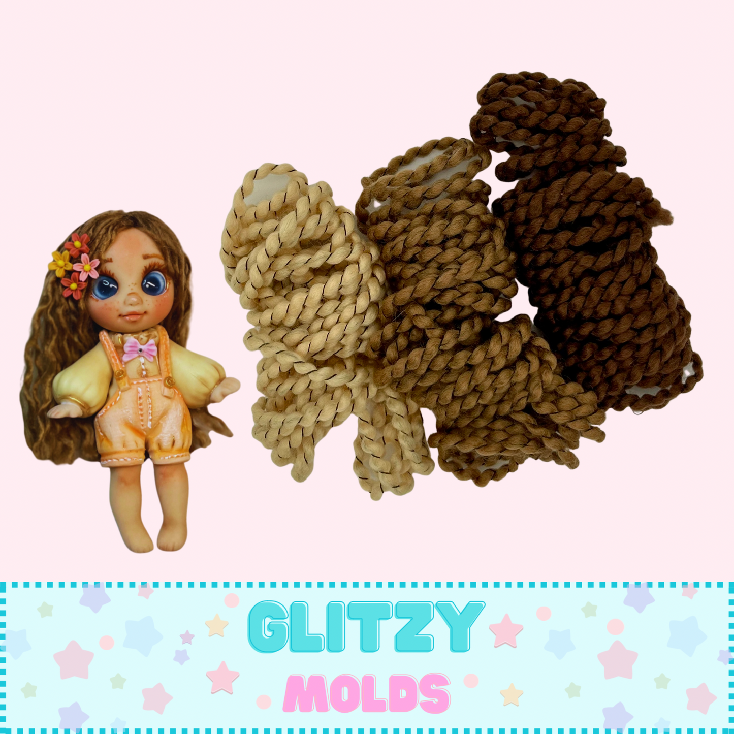 Doll Hair, Curly Hair Coils of Wool Felt, 3 Color Pack, 20 grams GM-Hair