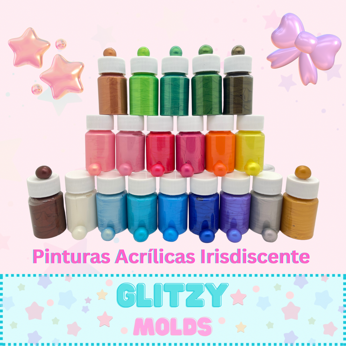 Iridescent Acrylic Paints, 20 color Set, 30ml per Color