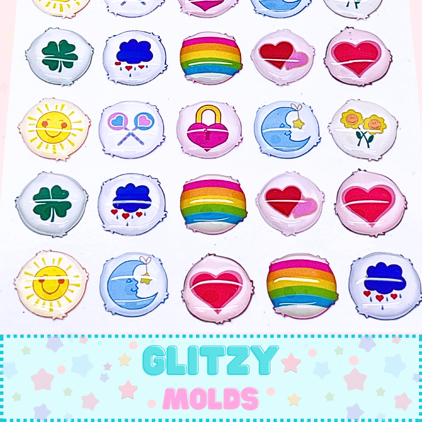 Caring Bears Belly Badges, 3D Stickers, Self Adhesive GM-Belly