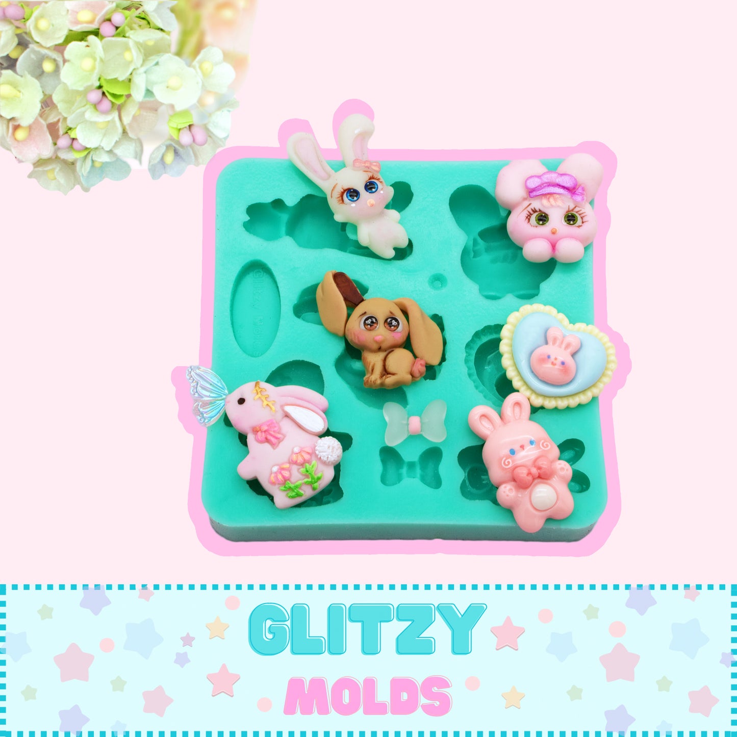 Mini Bunny, Silicone Mold, Molde de Silicon, Mini Conejitos Complementos GM-49a