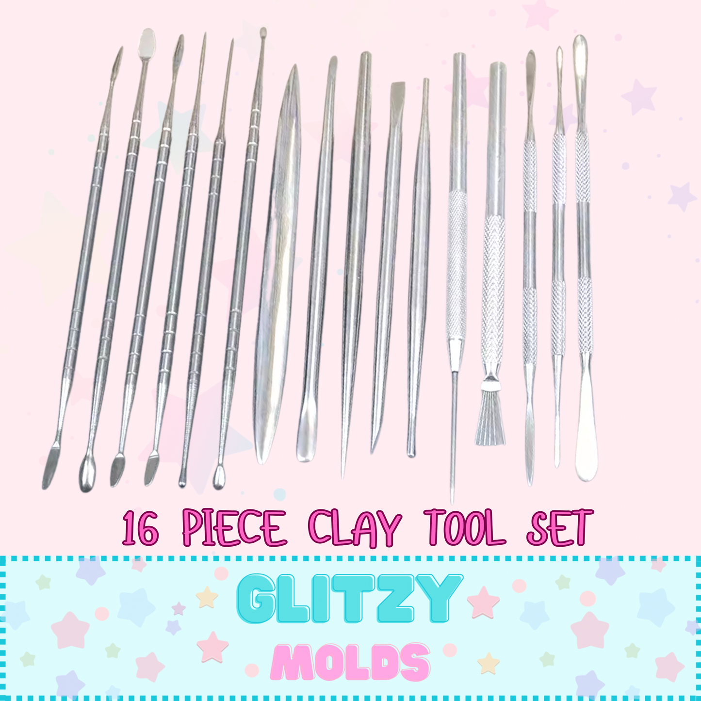 16 piece Stainless Steel Clay Sculpting Tool Set