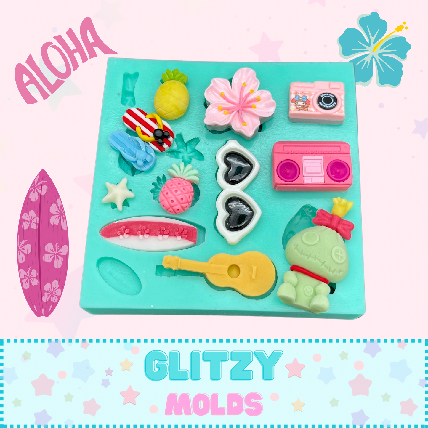 Molde Complementos de Lilo & Stitch, Molde de Silicon, Trapos, Yuya's de Brenda Muñiz YBM-73