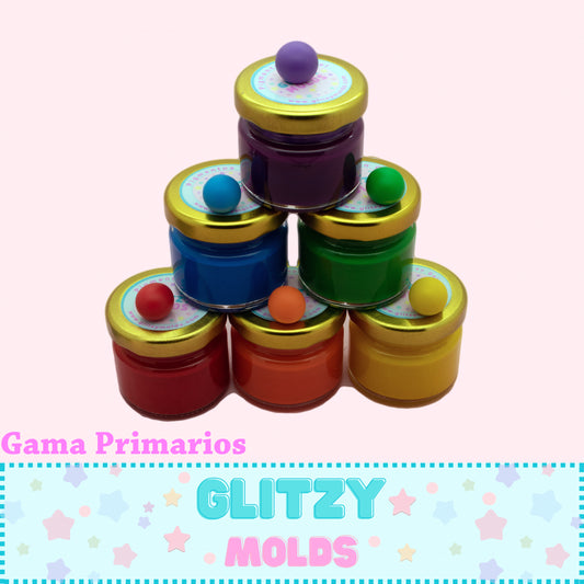 Primary Color Set, Gel Color Pigments by Glitzy Molds, 6 Colors