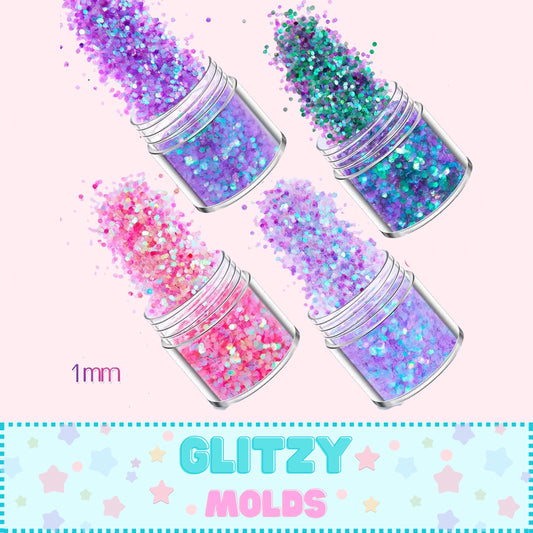 Iridescent Chunky Craft Glitter, 4 color Set