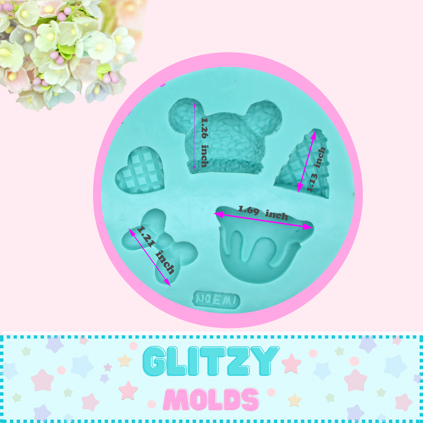 Lindo Molde de Silicon de Conos de Helado, Molde Heladitos de Noemi Hernández NH-51