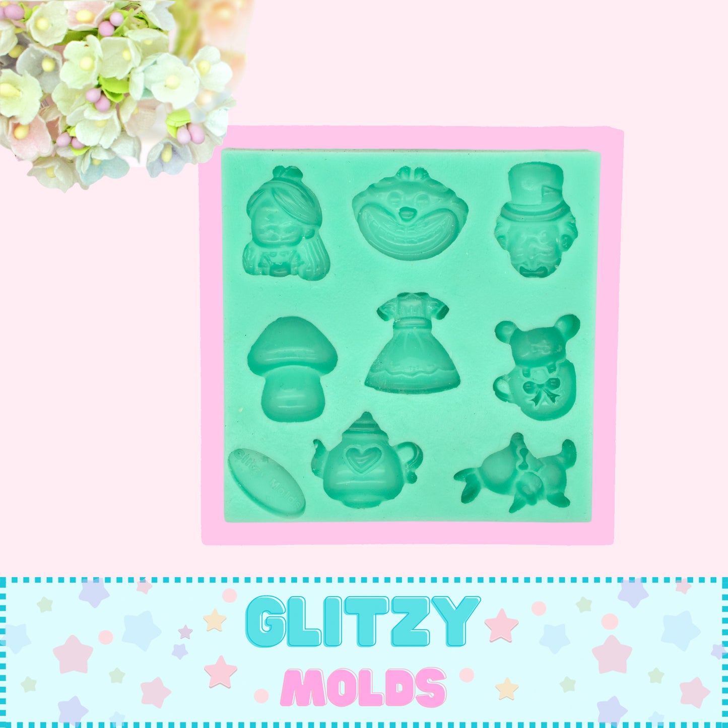 Mini Alice Complements Mold, Silicone Mold, Molde de Silicon, Mini Complementos de Alicia GM-49