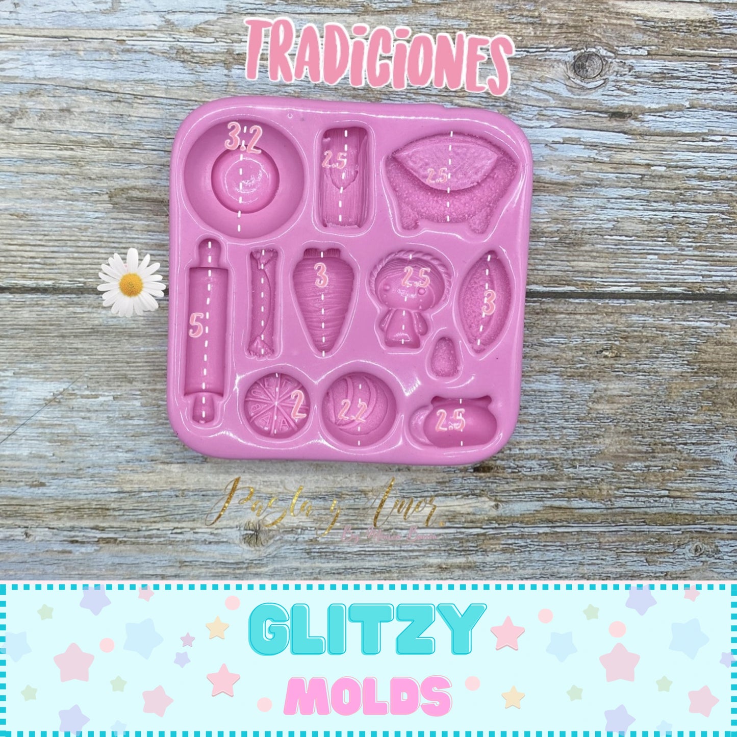 Mexican Traditions Silicone Mold, Molde Tradiciones, Complements Mold MB-93