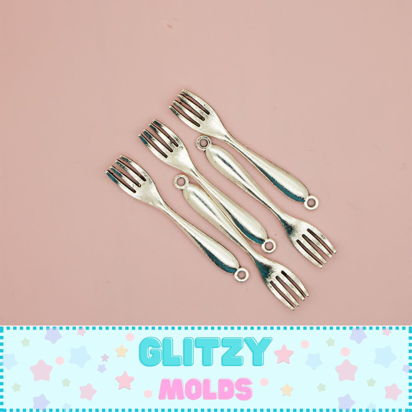 5 Decorative Fork Embellishment, Fork Charm, Tenedor Decorativo, 2.16 inch