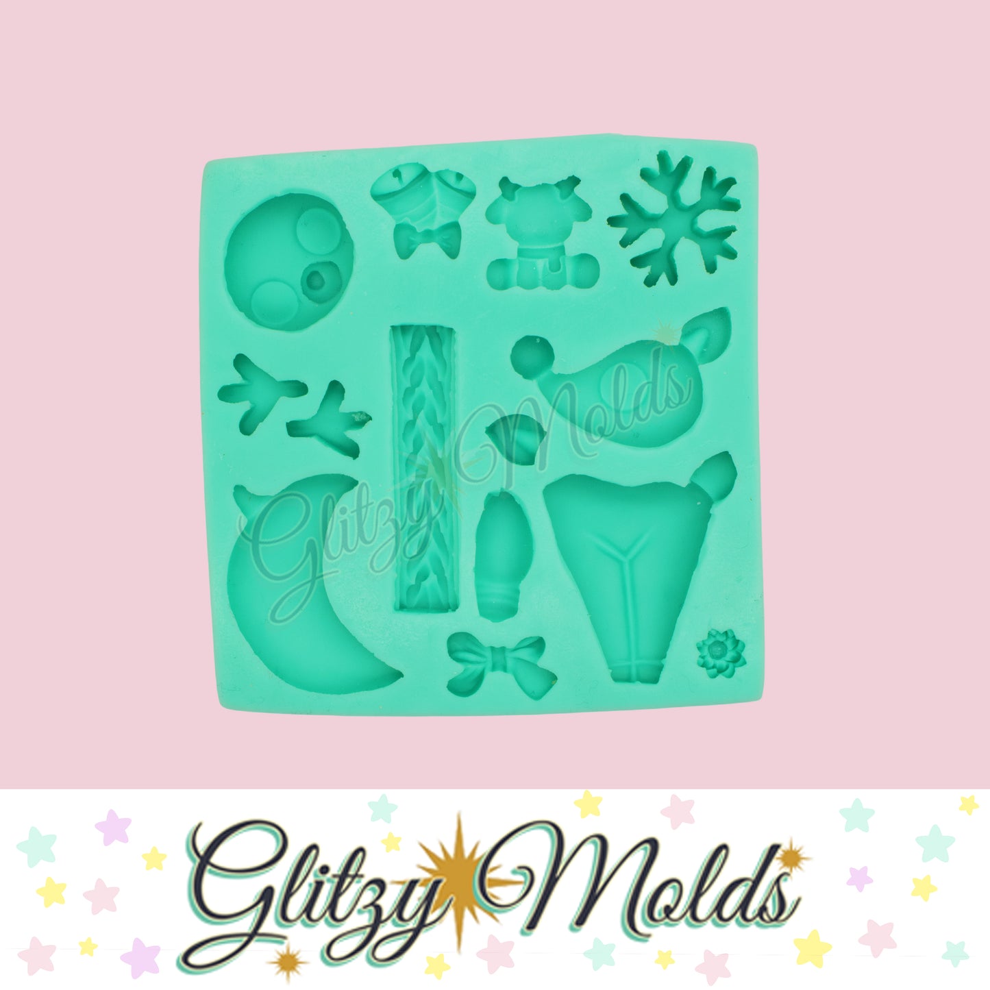 Reindeer Clay Silicone Mold, Christmas Appliques, Molde Navideño de Reno GM-96