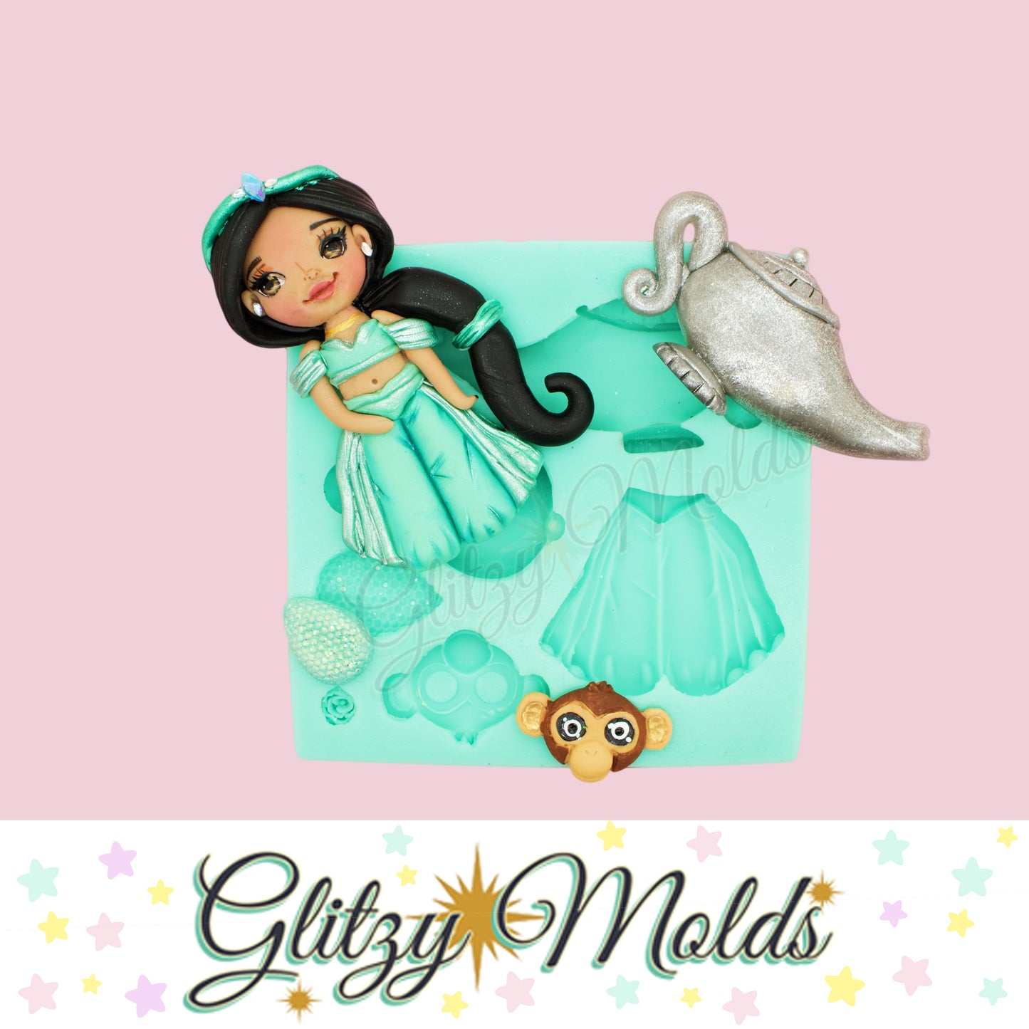 Princess Collection, Jazmin Silicone Mold, Collecion Princesas, Molde Porcelana Fria GM-1