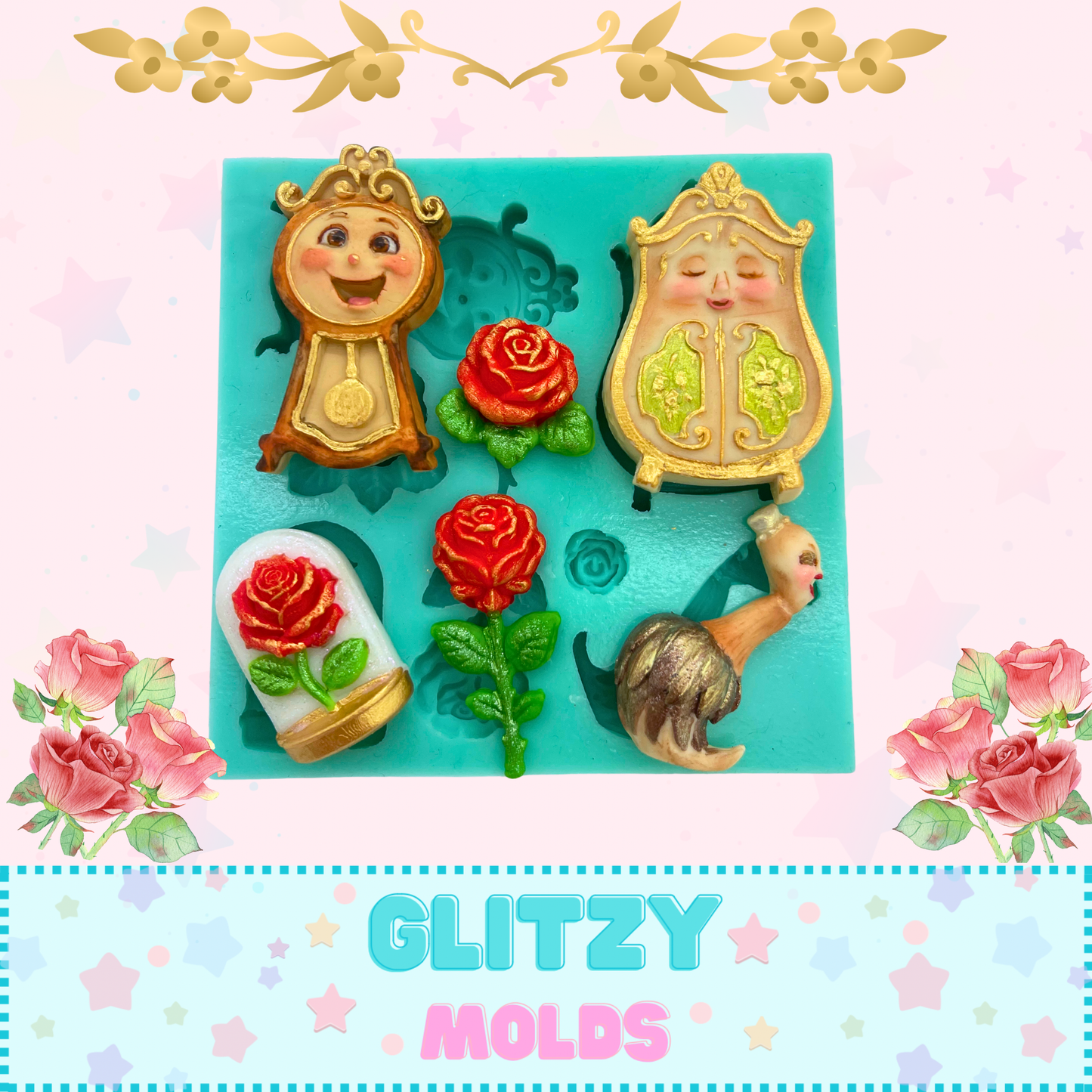 Beauty Fairy Tale Accessories, Silicone Mold, 6 Mini Fantasy Designs GM-Beauty2