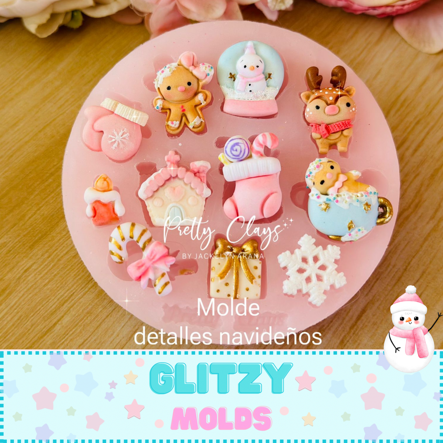 Christmas Mold Collection by Pretty Clays Molds ~ Full Collection 4 Molds PM-Navi24