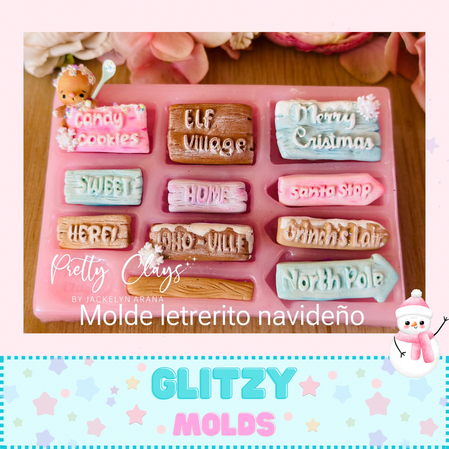 Christmas Mold Collection by Pretty Clays Molds ~ Full Collection 4 Molds PM-Navi24