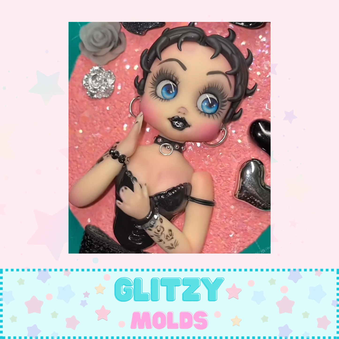 Betty Boop, Doll Face Mold, 3 Adorable Faces, Silicone Mold by Yuya's by Brenda Muñiz YBM-Betty