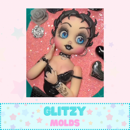 Betty Boop, Doll Face Mold, 3 Adorable Faces, Silicone Mold by Yuya's by Brenda Muñiz YBM-Betty