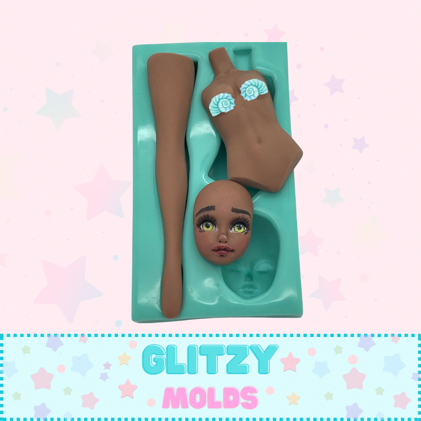 Lena Doll Mold, Full Body Doll Silicone Mold, Silicone Mold by Glitzy Molds GM-Lena