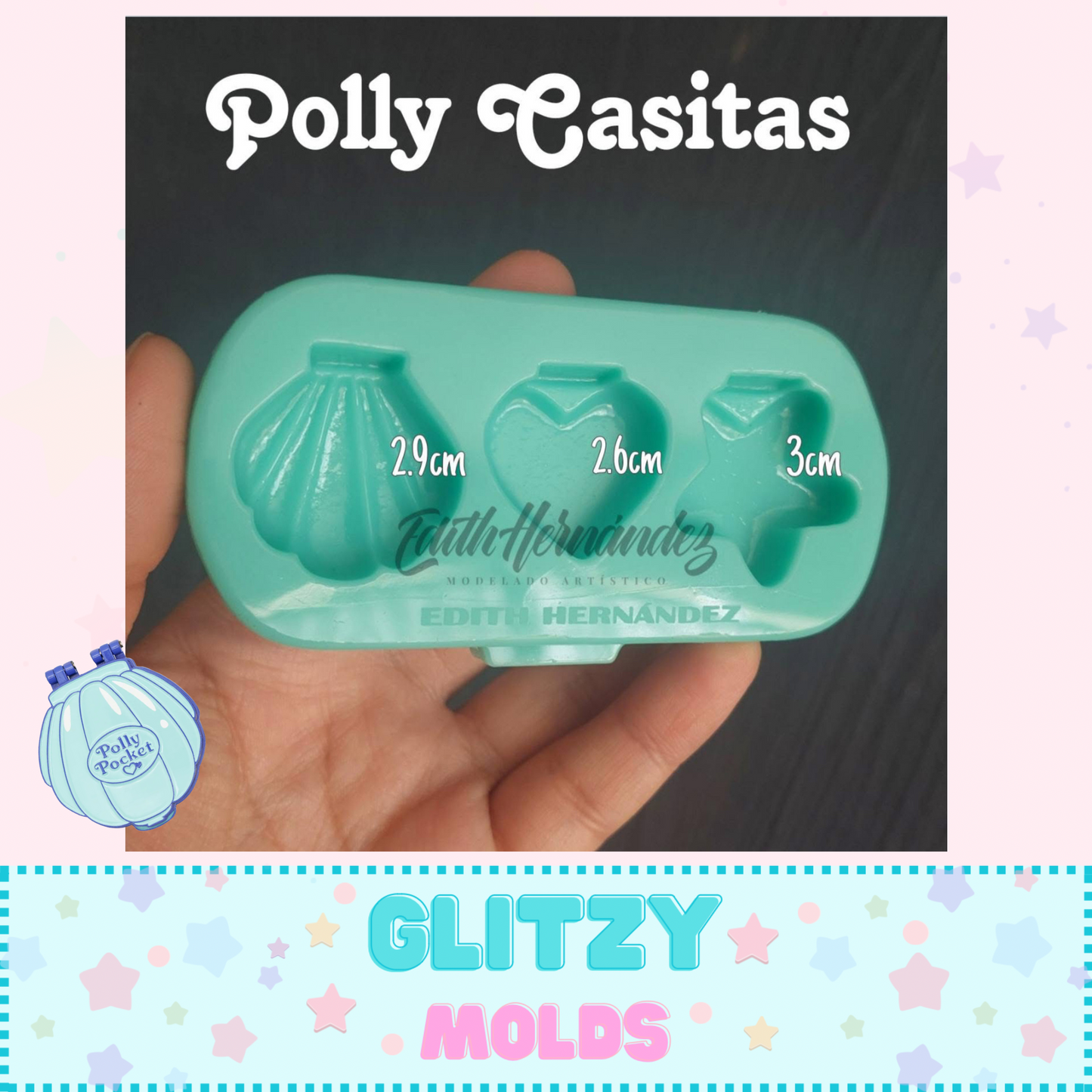 Mini Polly Compacts , Silicone Mold by Edith Hernandez  EH-PollyCasitas