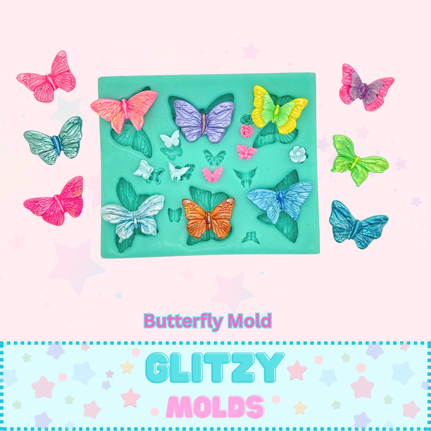 Mariposas Adorables, Molde de Silicon para Porcelana Fría GM-Mariposas
