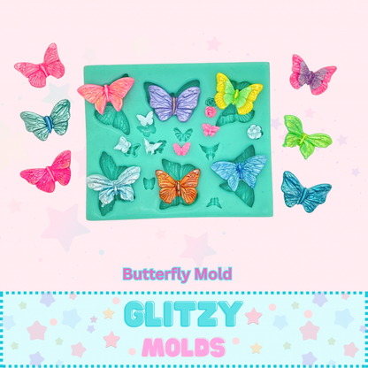Mariposas Adorables, Molde de Silicon para Porcelana Fría GM-Mariposas