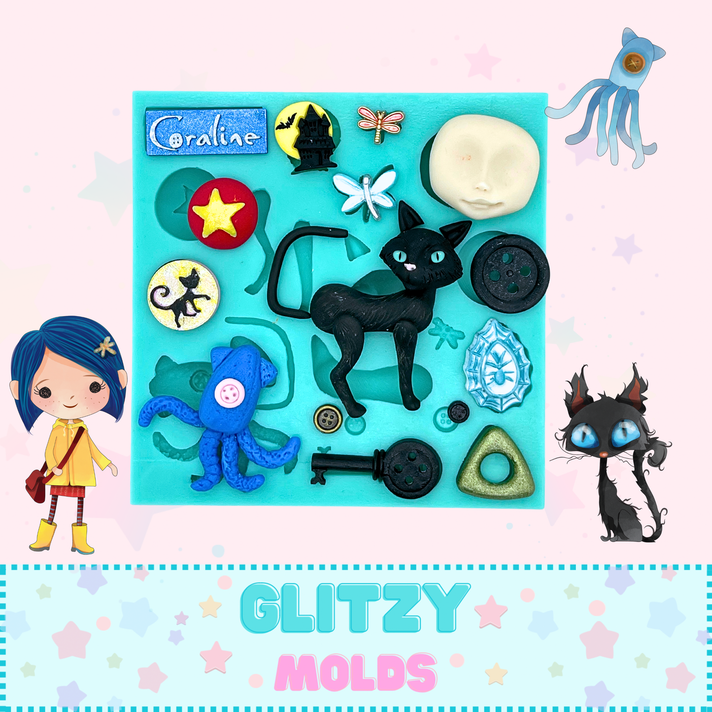 Button Girl, Complements Silicone Mold, Yuya's  YBM-Coraline