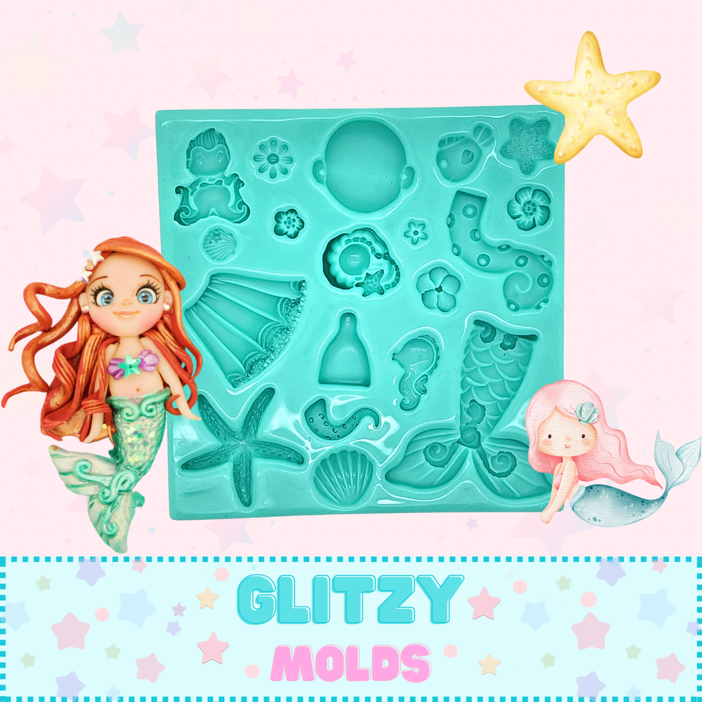 Molde Sirena, Colección Princesas, Molde de Silicon GM-126A