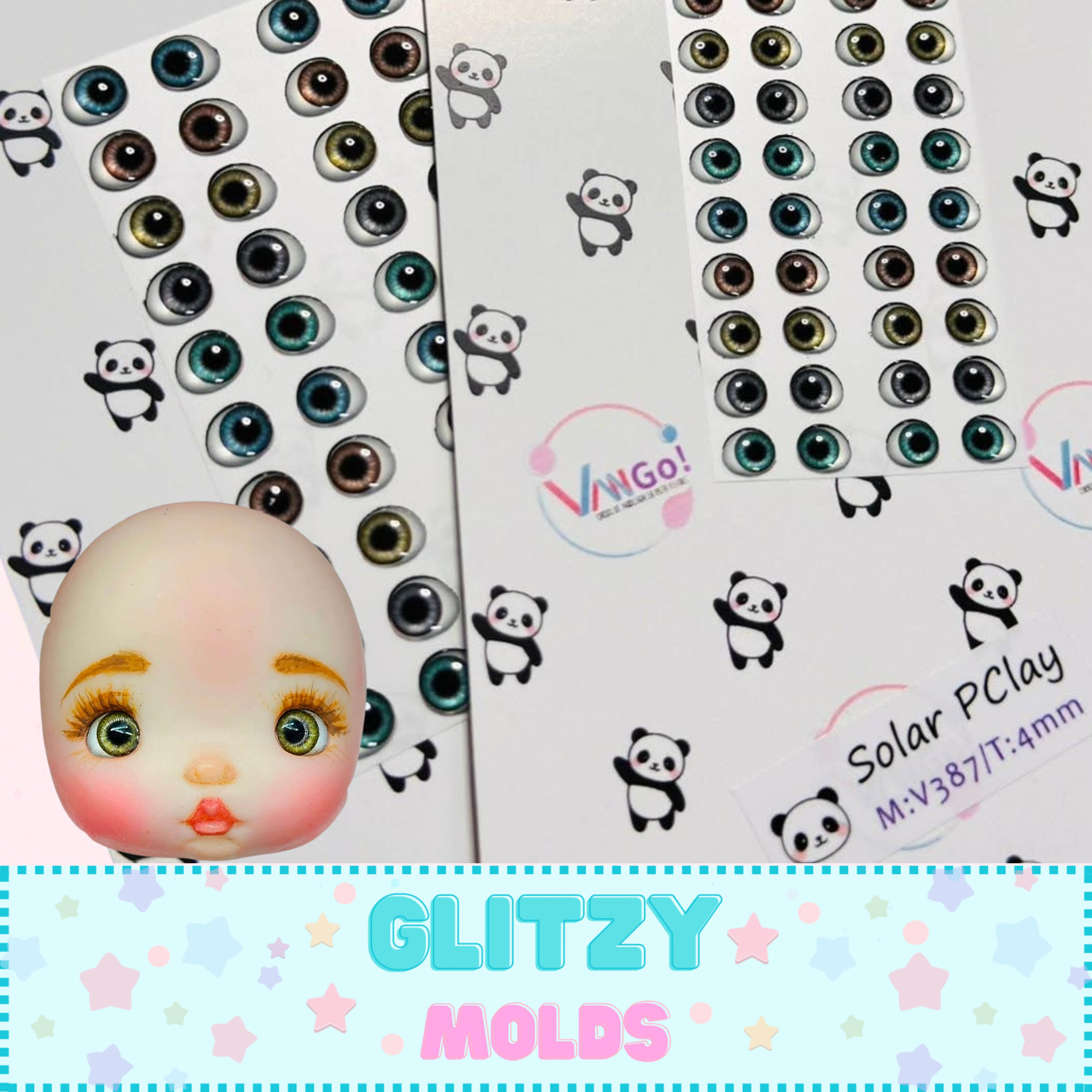 3D Eye Decals Stickers, 4mm y 5mm, Vango, Solar-387 – Glitzy Molds