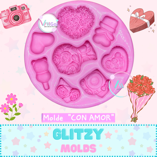 Con Amor, Valentines Accessories Silicone Mold, "Con Amor" Collection by Vango VG-Con Amor