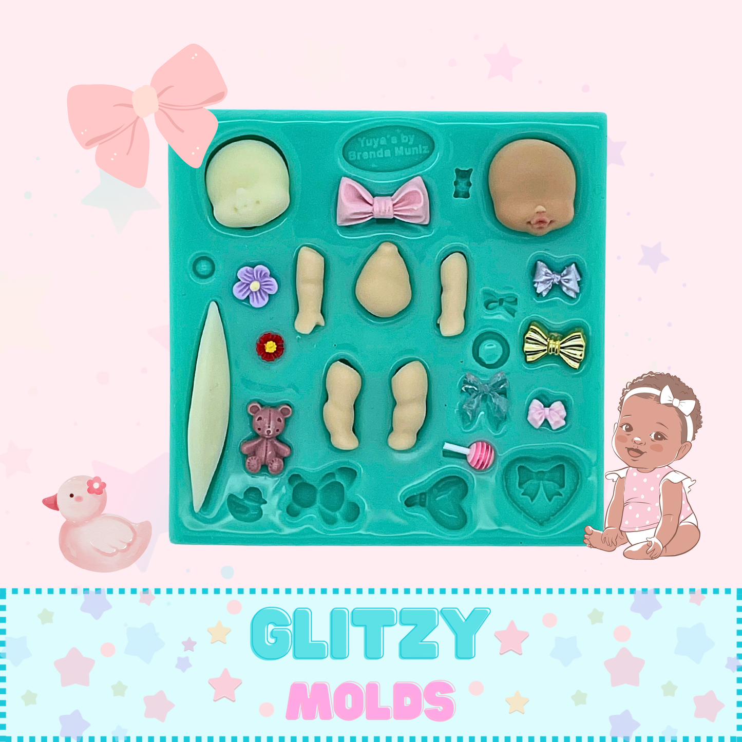 Bebé Betty Boop, Mini Muñeca, Molde de Silicon de Yuya's by Brenda Muñiz YBM-305