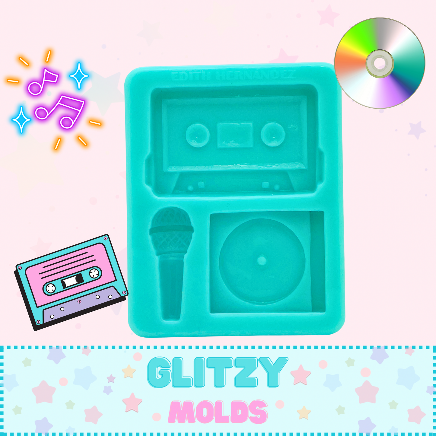 Retro Music, Silicon Mold by Edith Hernandez  EH-Cassette