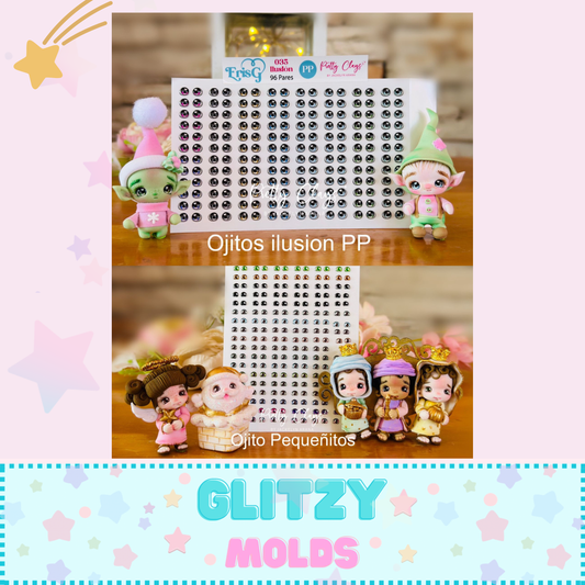 Sweet Christmas Collection, 3D Eye Collection by Pretty Clays Molds, 3mm & 5mm, 234 pairs