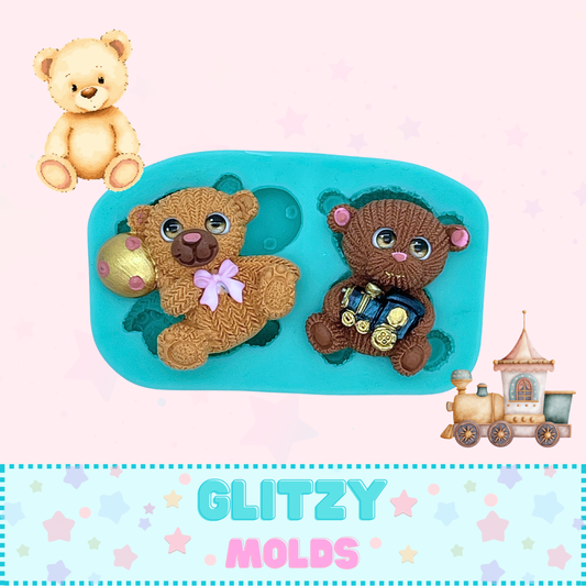 Cute Mini Bear Duo Silicone Mold, GM-150