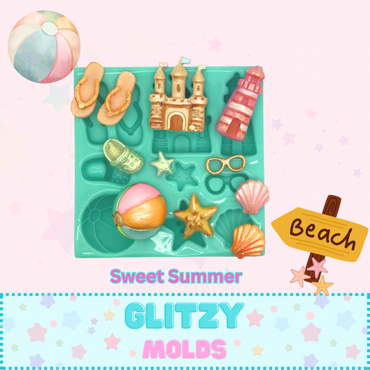 Cute Beach Trinkets, Clay Complements, Silicone Mold, GM-Veranito