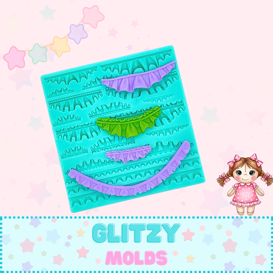Delicate Mini Ruffles and Frills, Silicone Mold  GM-Trims6