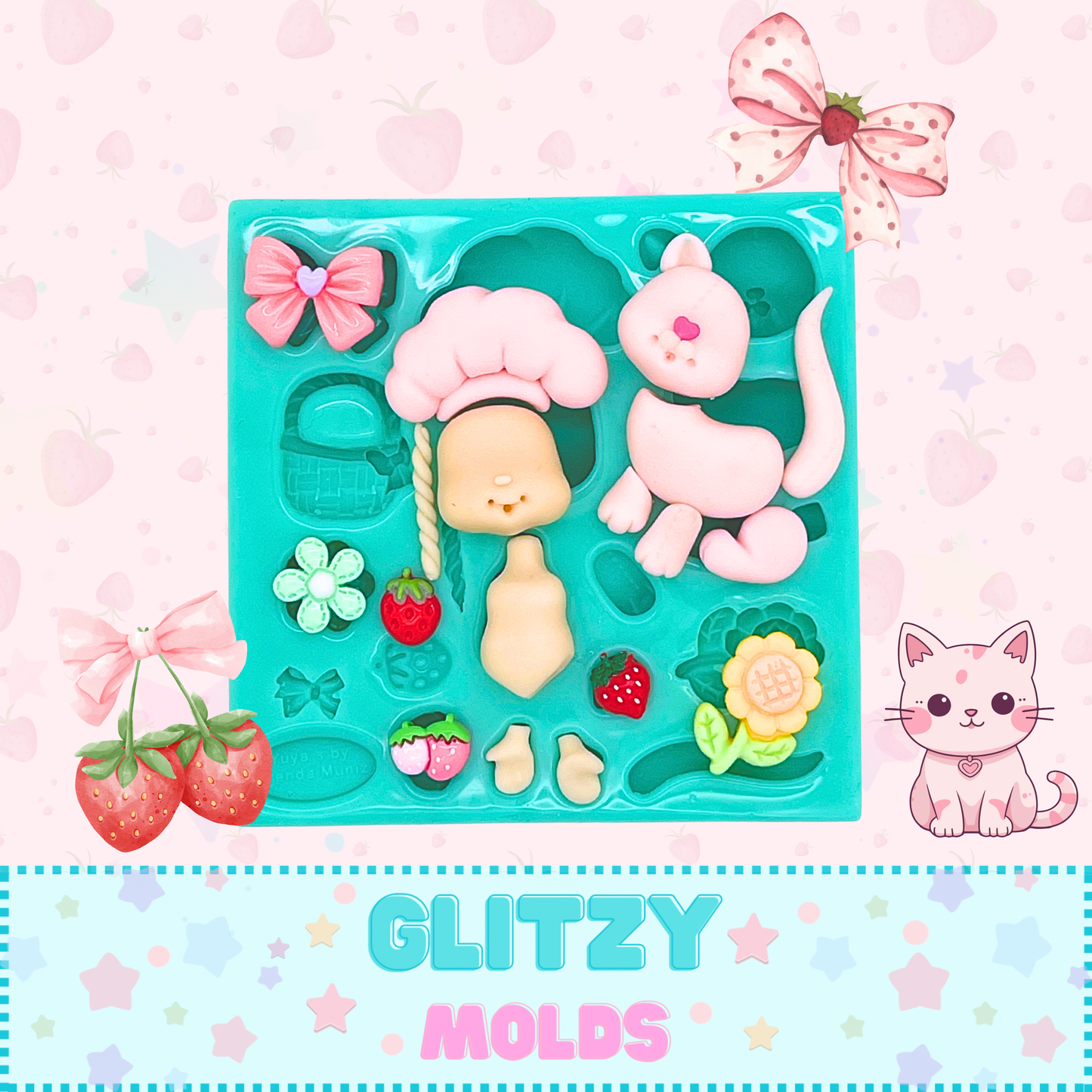 Molde de Silicon, Torso Mini Rosita Fresita de Yuya's by Brenda Muñiz YBM-Fresita