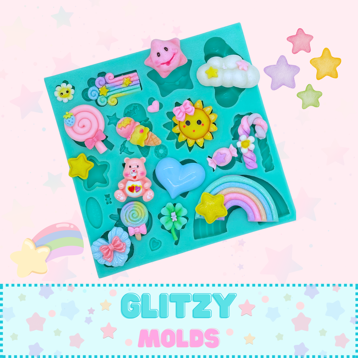 Caring Bears Complements, Silicone Mold, Yuya's by Brenda Muñiz YBM-Care3