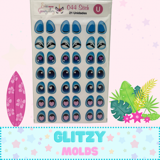 3D Eye Decals, 14mm by 10mm, Stitch, Erismar-044