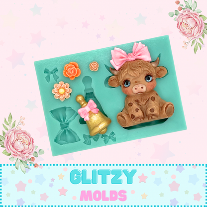 Vaquita Cute, Molde de Silicon, Molde para Porcelana Fría GM-Vaquita