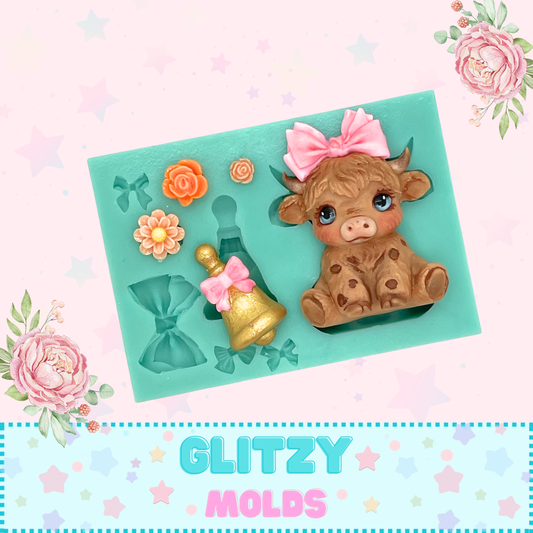 Cute Baby Cow, Silicone Mold, Cold Porcelain Mold GM-Vaquita